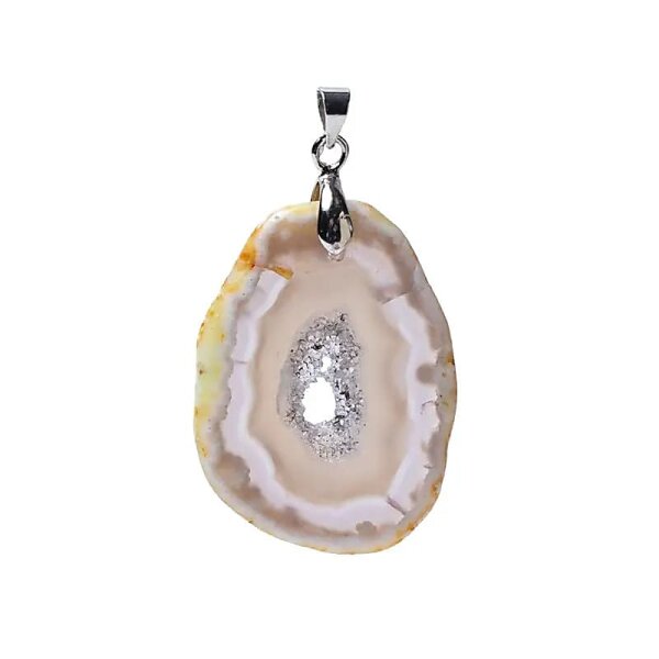 Achat Edelstein-Anhänger mit Kristallen -- ±3cm