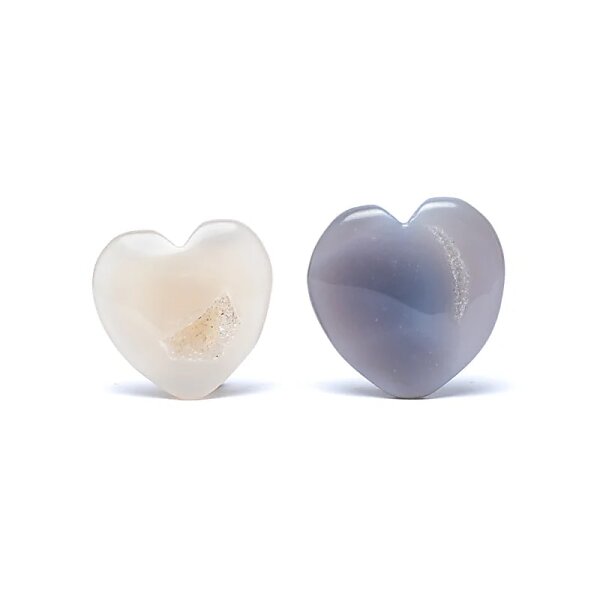 Achat mit Kristallisation Herz Sorgenstein -- ±4–6 cm