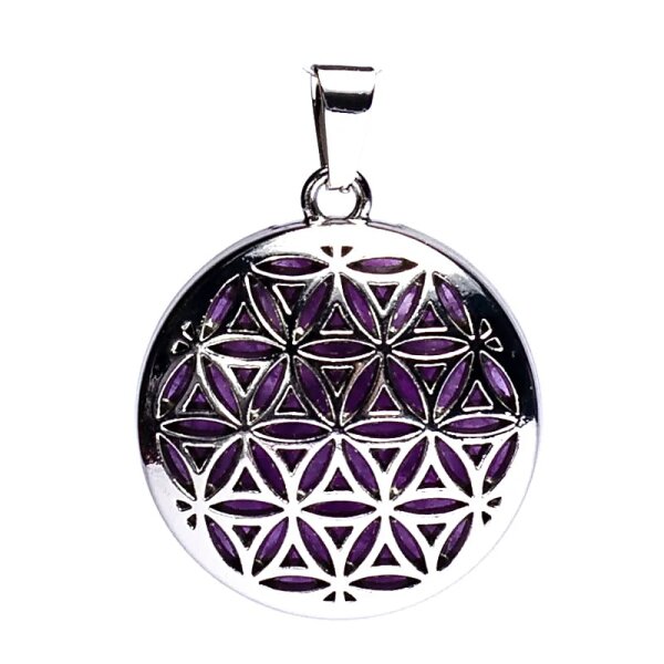 Anhänger Blume des Lebens mit Amethyst -- 3cm