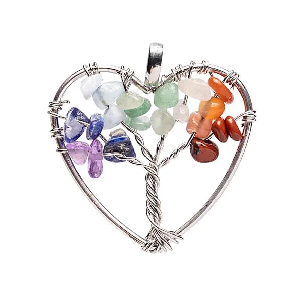 Anhänger Chakra silberfarben Herz Lebensbaum -- ±3 cm