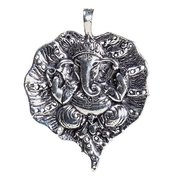 Anhänger Ganesha Blatt silberfarben -- 4cm