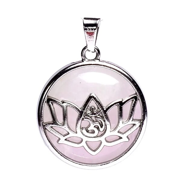 Anhänger Lotus OM mit Rosenquarz -- 3cm