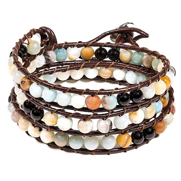 Armband Amazonit/schwarzer Achat -- 0.6 cm