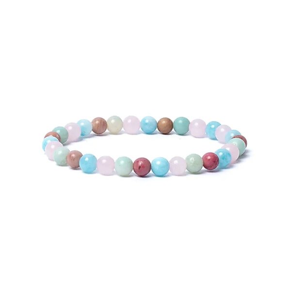 Armband Aquamarin/Rosenquarz/Amazonit/Thulit AA Qualität elastisch -- 0,6 cm