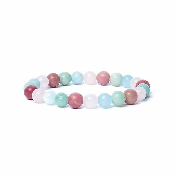 Armband Aquamarin/Rosenquarz/Amazonit/Thulit AA Qualität elastisch -- 0,8 cm
