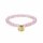 Armband elastisch  Erdbeerquarz mit Herz/Mond-Anh&auml;nger -- 6mm