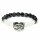 Armband Labradorit/wei&szlig;er Achat mit OM -- 8mm