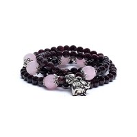 Armband mit Charme roter Granat elastisch -- 0.5 cm