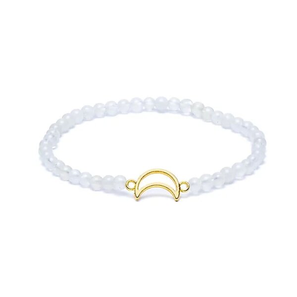 Armband Mondstein elastisch mit Mondanhänger -- 4mm