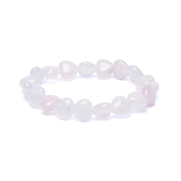 Armband Rosenquarz elastisch Herzen -- 10mm