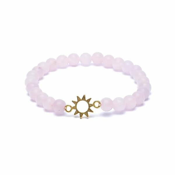 Armband Rosenquarz elastisch mit Sonnenanhänger -- 6mm
