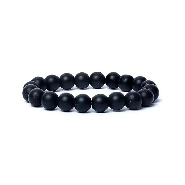 Armband schwarzer Onyx mattiert AA Qualität elastisch -- 1.0 cm