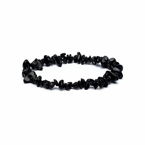 Armband schwarzer Tourmalin Splitter elastisch -- ±0.7 cm