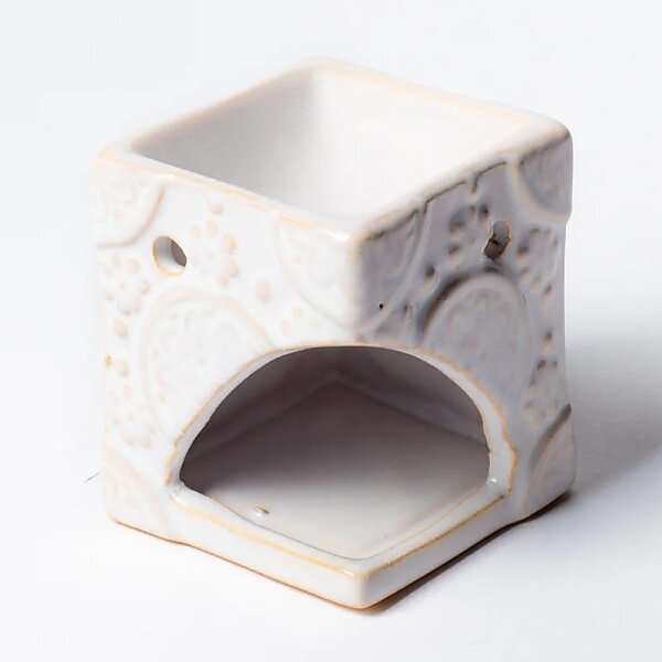 Aroma Wachs-Brenner Blumen weiß -- 8x6.5 cm