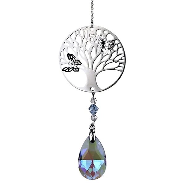 Baum des Lebens mit Regenbogen-Kristalltropfen violett -- 30 cm