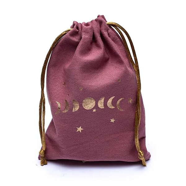 Baumwolltasche mit Mondphasen pink -- 19x13cm
