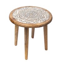 Beistelltischchen Mandala Druck Mango Holz -- 30x30x31 cm