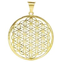 Blume des Lebens Messing Anhänger goldfarbig -- 4 cm