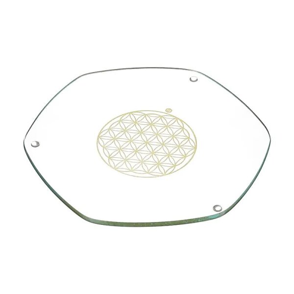 Blume des Lebens Vorlegeplatte Energie Gold klein -- 9 cm