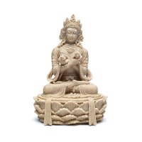 Buddha mit Dorje und Glocke sandfarben -- 11x17cm