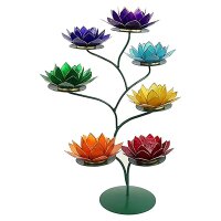 Chakra Lotus Display grün + 21 Teelichthalter--...