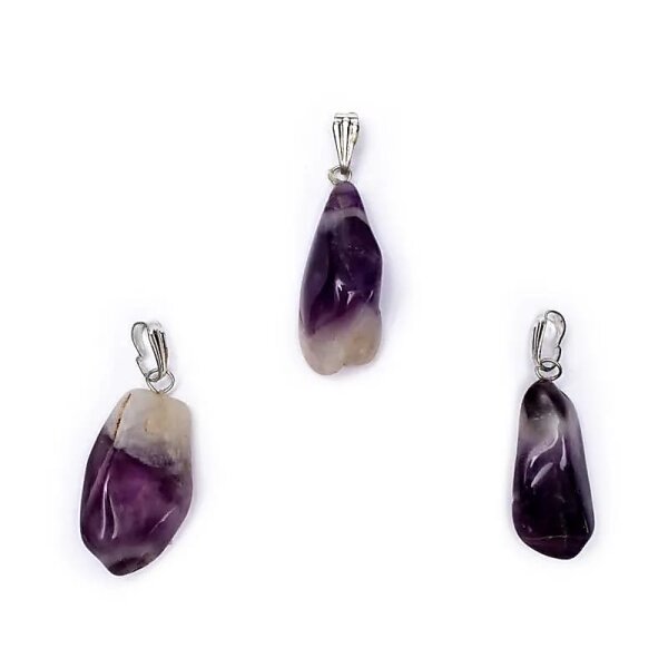 Chevron Amethyst Edelstein Anhänger Öse eingesteckt -- ±2-3 cm