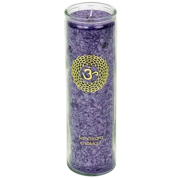 Duftkerze Stearin 7. Chakra 100 Stunden -- 21x6.5 cm