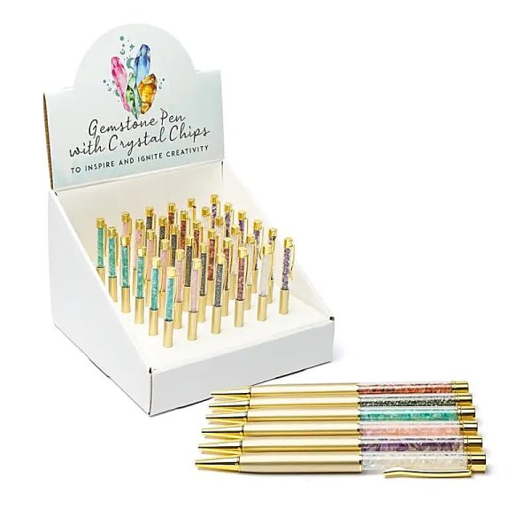 Edelstein Chips gefüllter Stift sortiert Display-Box -- 23x23x17cm