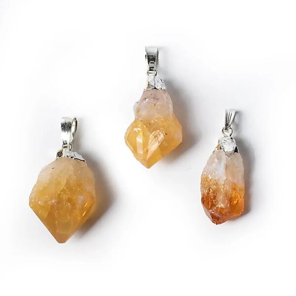 Edelsteinanhänger Citrin Spitzen roh (gebr. Amethyst) -- ±3 cm