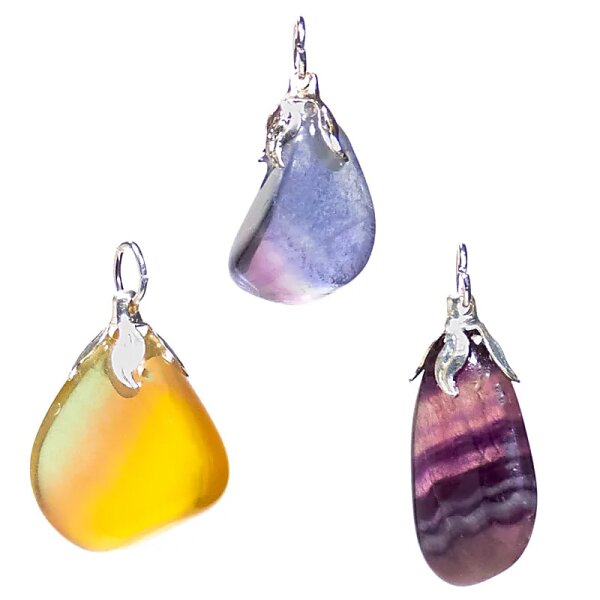 Edelsteinanhänger Regenbogen-Fluorit -- ±1.5-3cm