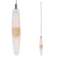 Einhandrute Rosenquarz mit Blume des Lebens -- 32 cm