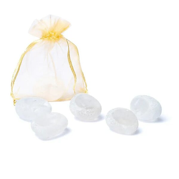 Emma Egg Edelstein Bergkristall im Organzabeutel -- ±2.5-3.5cm; ±25g