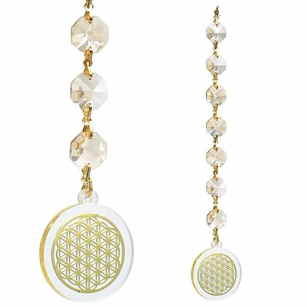 Feng Shui Fensterdekoration Blume des Lebens Champagner -- 20 cm