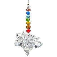 Feng Shui Kristalllotus mit Chakrakette -- 10 cm