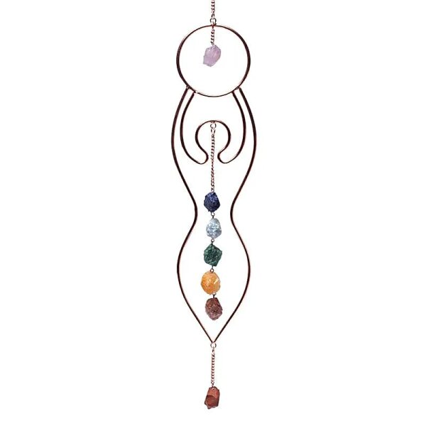 Fensterhänger Mondgöttin & Chakra-Steine -- 47x8cm