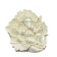 Ganesh Statue Ridhi Sidhi weiß -- 550 g; 11x12 cm