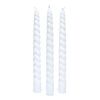 Gedrehte Tafelkerze weiß duftlos -- 23cm