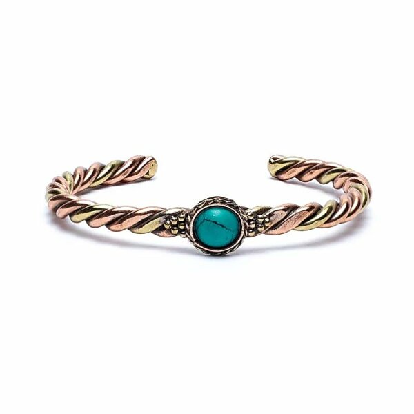 Gedrehtes Armband mit türkisfarbenem Stein -- 6.5cm