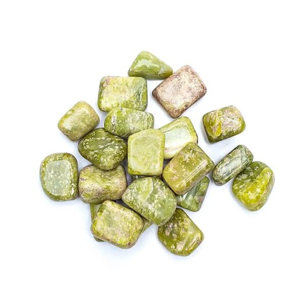 Gelbe Serpentin Trommelsteine A-Qualität -- ±500g; ±2-3cm