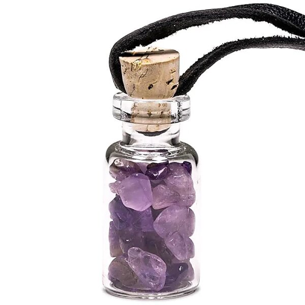 Geschenkflasche aus Glas mit Schnur Amethyst -- 3.6cm
