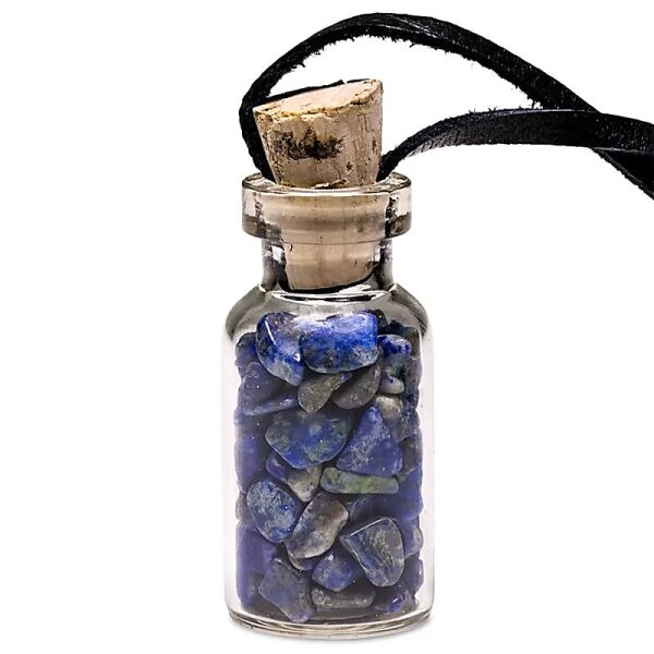 Geschenkflasche aus Glas mit Schnur Lapislazuli -- 3.6 cm
