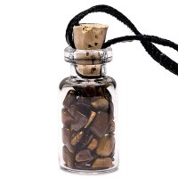 Geschenkflasche aus Glas mit Schnur Tigerauge -- 3.6 cm