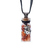 Geschenkflasche aus Glas und Kordel mit Karneol und...