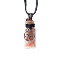 Geschenkflasche aus Glas und Kordel mit Sonnenstein und...