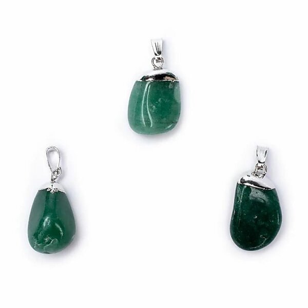 Grüner Aventurin Edelsteinanhänger mit gebohrtem Stift -- ±1-2.5cm