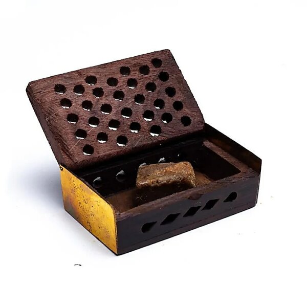 Harzmischung Rose/Amber in Holz Dose -- 6x4 cm