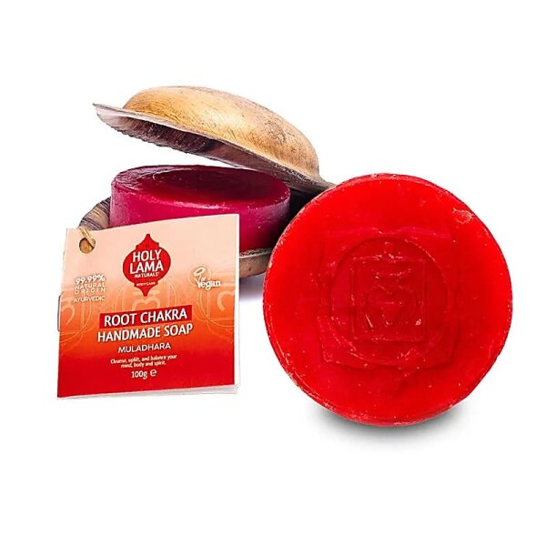 Holy Lama Seife Wurzelchakra in Palmblatt -- 100g