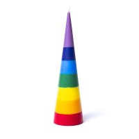 Kegelkerze Regenbogen unparfümiert -- 21x6cm