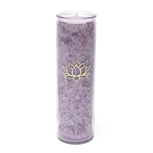 Kerze Stearin Lotus violett unparfümiert -- 21x6.5 cm