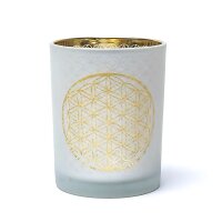Kerzenhalter gefrostet/metallic Blume des Lebens --...